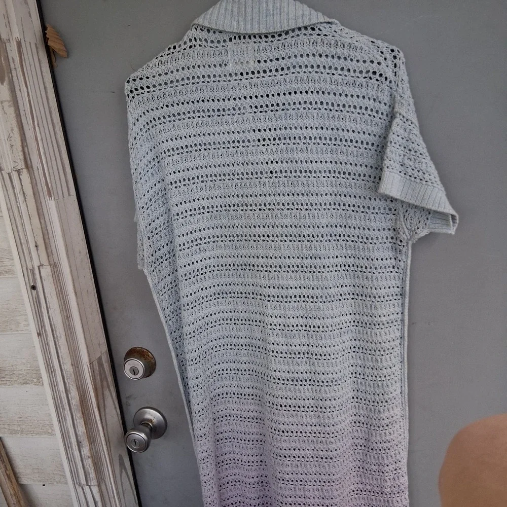 Free People We The Free Alicia Crochet Cardigan Indigo Orchid XS EUC